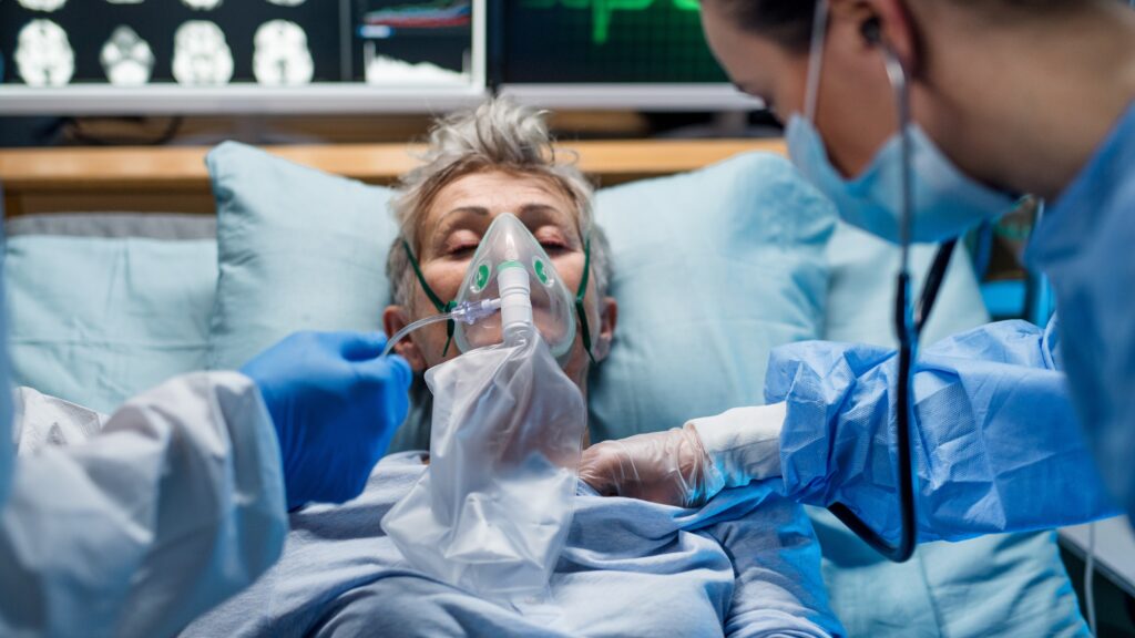 elderly woman in hospital from fall in nursing home due to negligence